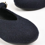 נעלי בובה בגימור צמר - נייבי