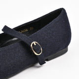 נעלי בובה בגימור צמר - נייבי