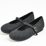 נעלי בובה בגימור צמר - אפור