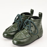 נעלי מוקסין בגימור קרוקו - זית