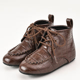 נעלי מוקסין בגימור קרוקו - חום