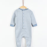 אוברול פסים עם כיתוב - תכלת