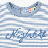 אוברול פסים עם כיתוב - תכלת