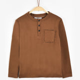 חולצת כפתורים עם כיס - קאמל