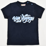 חולצת בייבי קצרה עם הדפס - נייבי