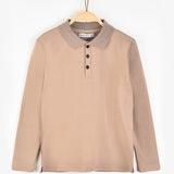 חולצת פולו עם צווארון - בז'