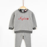 סט פיג'מת פסים - שחור