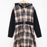 שמלת משבצות עם קפוצ'ון - נייבי