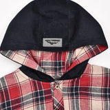 שמלת משבצות עם קפוצ'ון - אדום