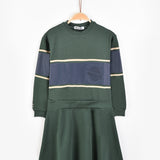 שמלת פוטר פסים - ירוק