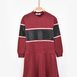 שמלת פוטר פסים - בורדו