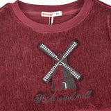 שמלת קטיפה עם תחנת רוח - בורדו