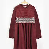 שמלה בשילוב וסט סרוג - בורדו