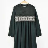 שמלה בשילוב וסט סרוג - ירוק