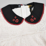 שמלת תחרה עם צווארון רקמה - שמנת