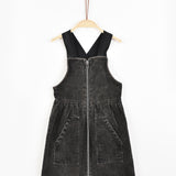 שמלת סרפן עם רוכסן וכיסים - שחור