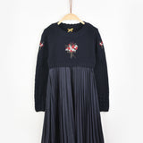 שמלת פליסה בשילוב סריג - נייבי