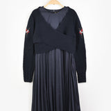 שמלת פליסה בשילוב סריג - נייבי