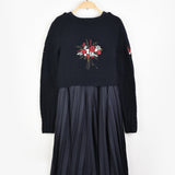 שמלת פליסה בשילוב סריג - נייבי