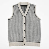 אפודת סריג מכופתרת - אפור