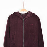 ז'קט קטיפה עם קפוצ'ון - בורדו