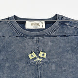 אוברול קצר עם רקמה - נייבי