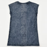 אוברול קצר עם רקמה - נייבי