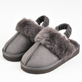 נעלי בית עם פרווה - אפור