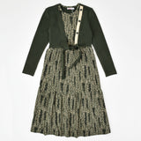 שמלת קומות בשילוב חולצת קשירה - ירוק