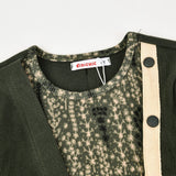 שמלת קומות בשילוב חולצת קשירה - ירוק