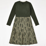 שמלת קומות בשילוב חולצת קשירה - ירוק