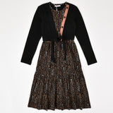 שמלת קומות בשילוב חולצת קשירה - שחור