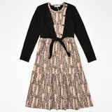 שמלת קומות בשילוב חולצת קשירה - בז׳