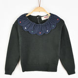 חולצת סריג עם צווארון - ירוק