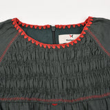 שמלה עם רקמת דובדבנים - ירוק