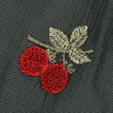 שמלה עם רקמת דובדבנים - ירוק