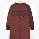 שמלת פרחים סיומת גלים - בורדו