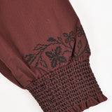 שמלת פרחים סיומת גלים - בורדו