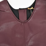 שמלת סרפן דמוי עור - בורדו