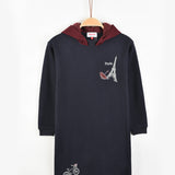 שמלת קפוצ'ון עם הדפס - נייבי