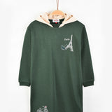 שמלת קפוצ'ון עם הדפס - ירוק