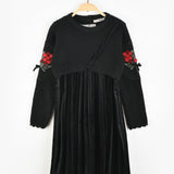 שמלת פליסה קטיפה - שחור