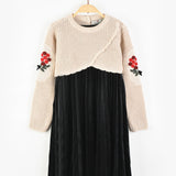 שמלת פליסה קטיפה - אבן