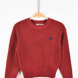 חולצת סריג עם לב - אדום