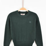 חולצת סריג עם לב - ירוק