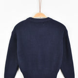 חולצת סריג עם לב - נייבי