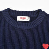 חולצת סריג עם לב - נייבי