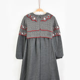 שמלה משולבת סריג פרחוני - אפור