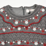 שמלה משולבת סריג פרחוני - אפור