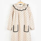 שמלת כיסים וצווארון סרוג - אבן